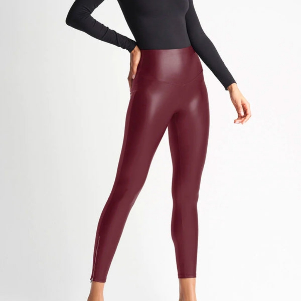 Yummie Faux Leather High-Waisted Zipper Leggings